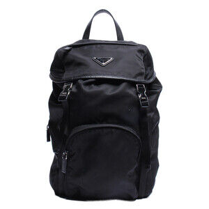 Prada Re Nylon Saffiano Leather Backpack Black